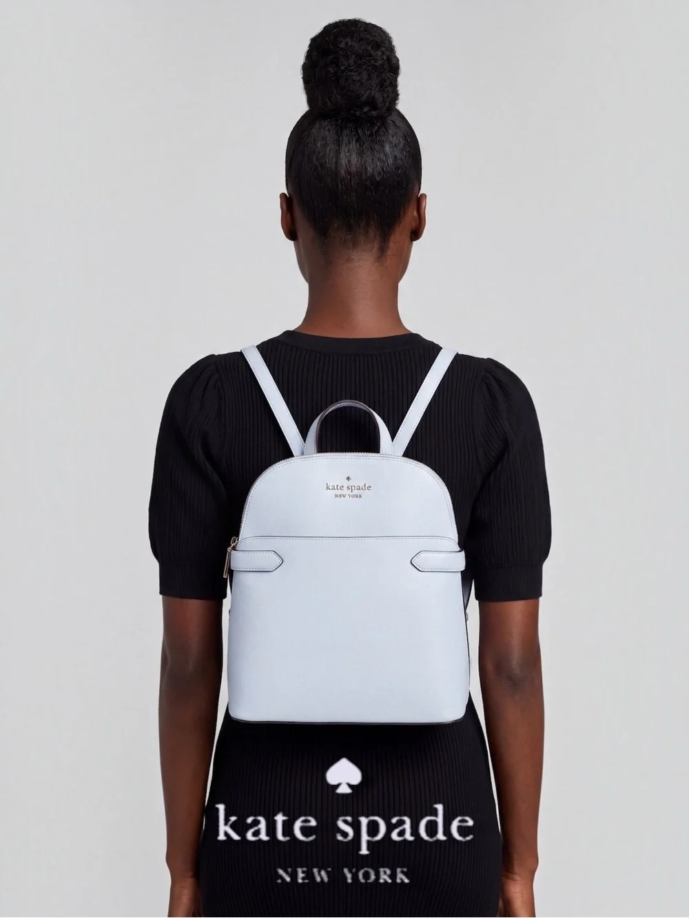 NWT Kate Spade Staci Saffiano Leather Medium Dome Backpack - Pale Hydrangea